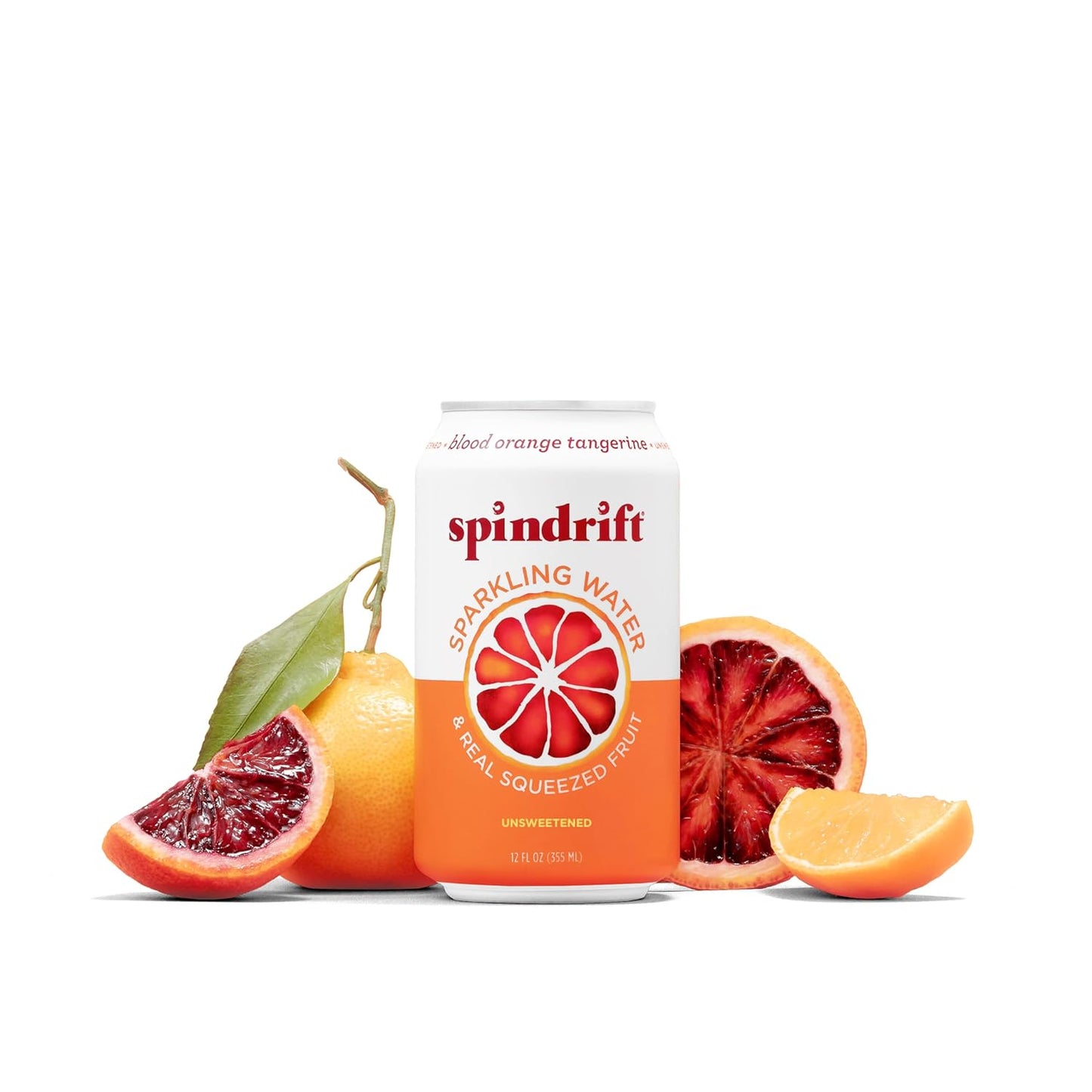 Spindrift Sparkling Water, Blood Orange Tangerine Flavored, Made with Real Squeezed Fruit, 12 Fl Oz Cans, Pack of 24 (Only 12 Calories per Can)