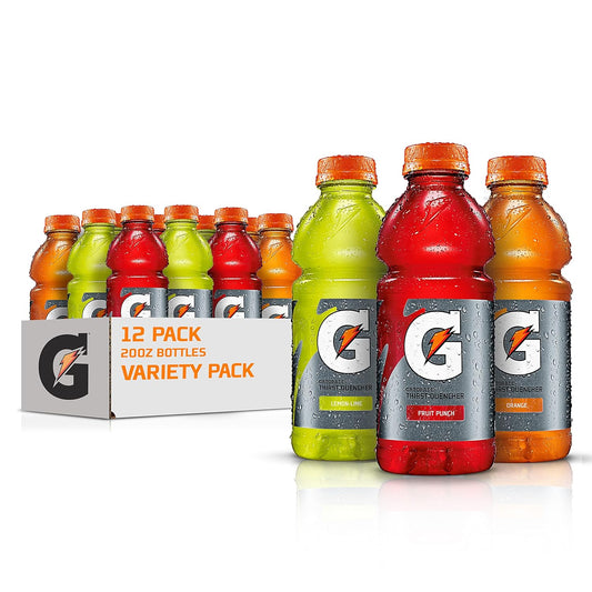 Gatorade Thirst Quencher Sports Drink, Variety Pack, 20oz Bottles, 12 Pack, Electrolytes for Rehydration